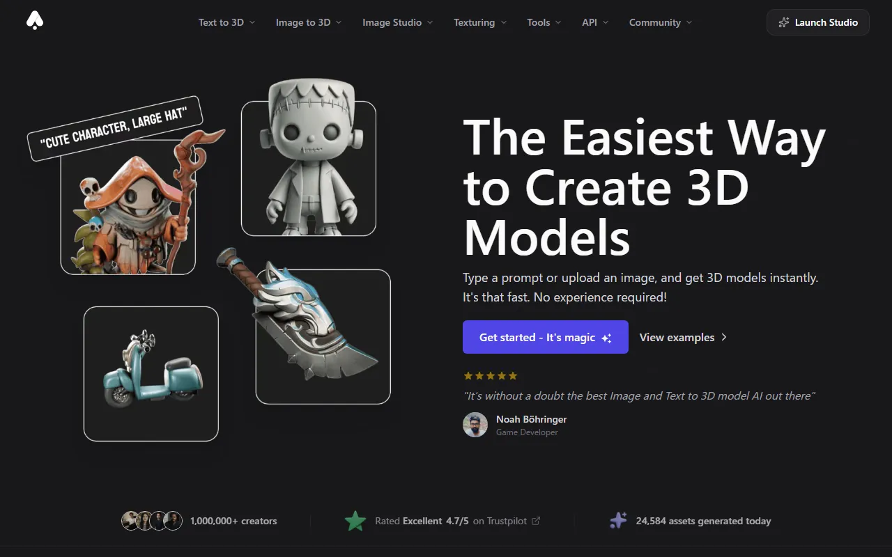 3D AI Studioのスクリーンショット