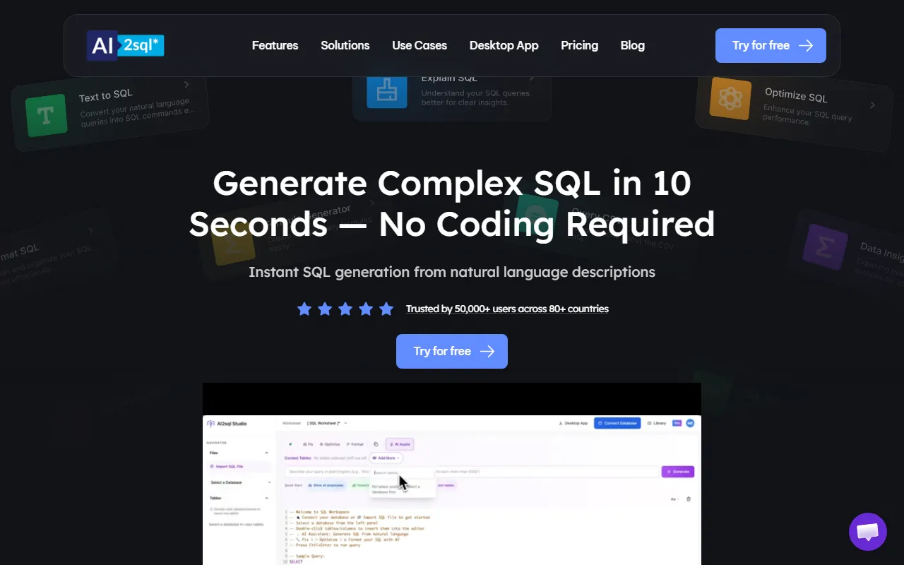 AI2sqlのスクリーンショット