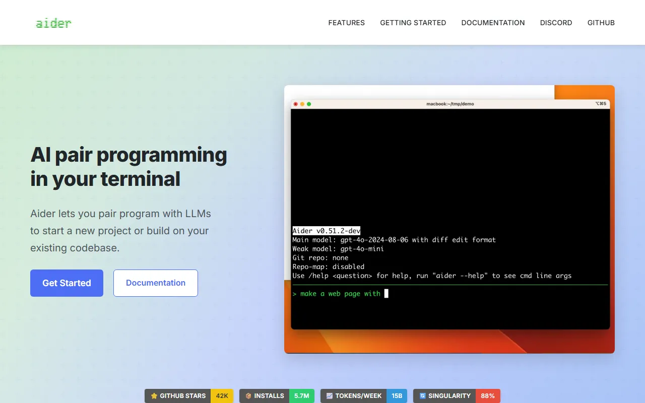 Aider v2のスクリーンショット