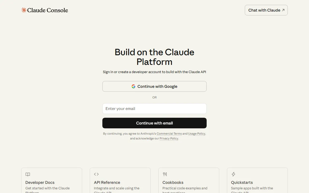 Anthropic Consoleのスクリーンショット