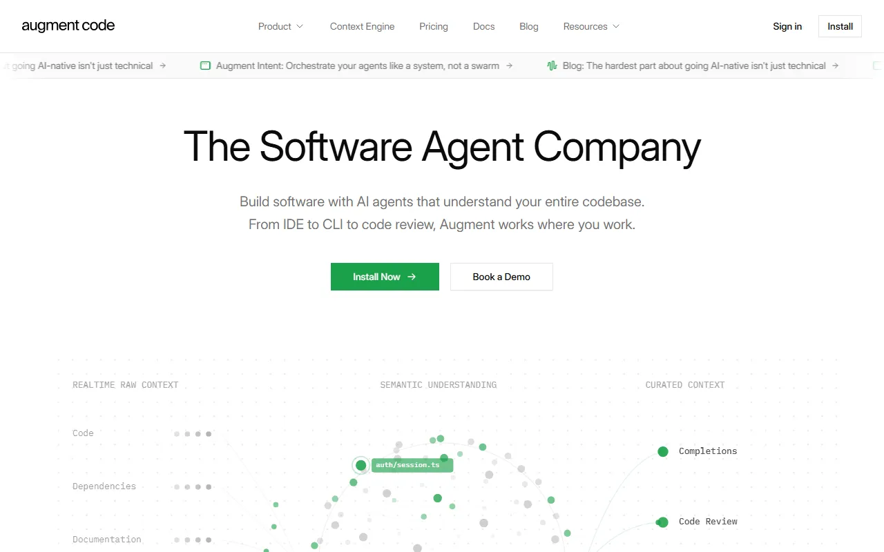 Augment Codeのスクリーンショット