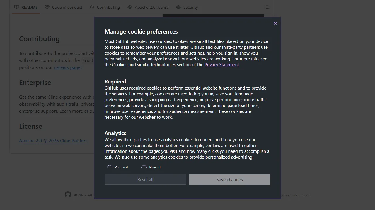 Clineのスクリーンショット