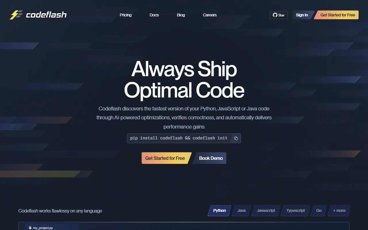 Codeflashのスクリーンショット