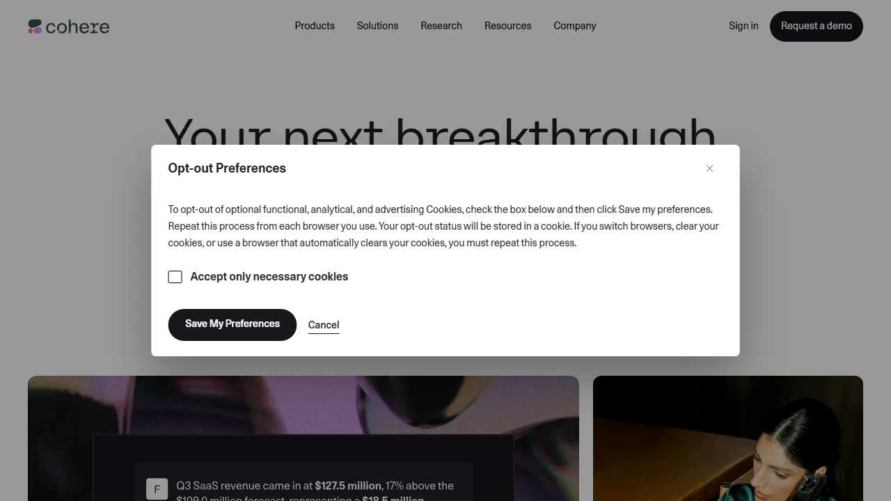 Cohere Command R+のスクリーンショット