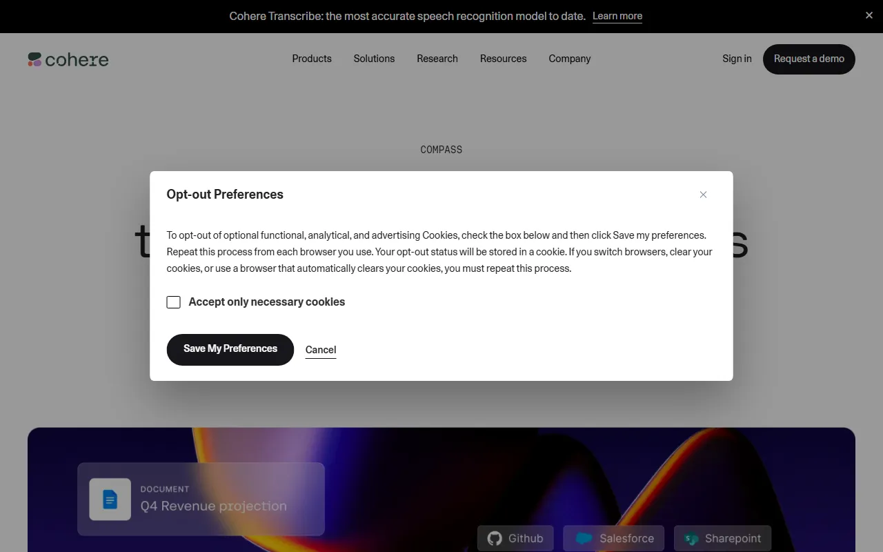 Cohere Compassのスクリーンショット