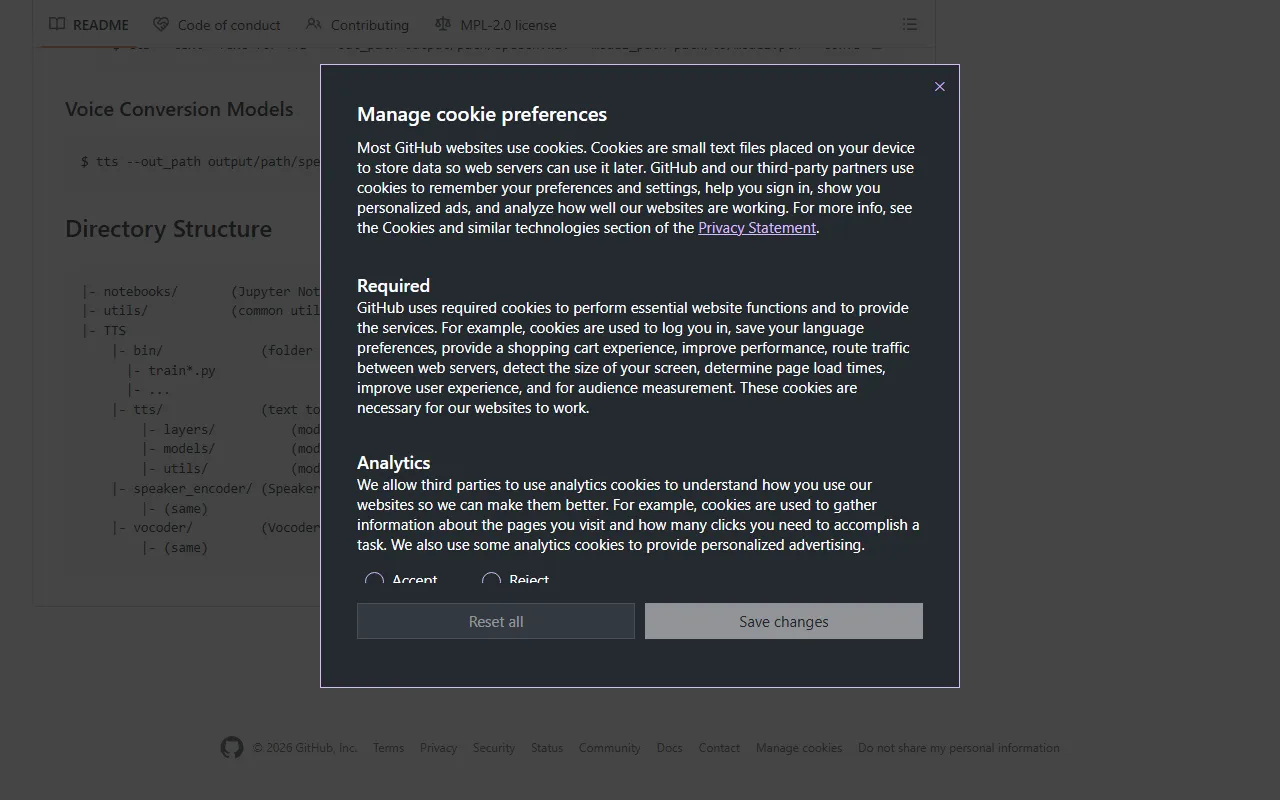 Coqui TTSのスクリーンショット