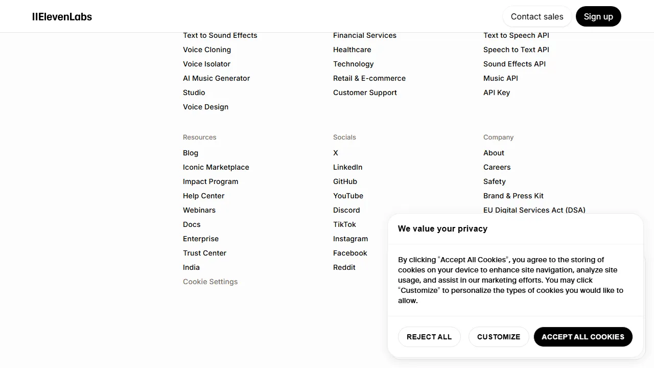 ElevenLabsのスクリーンショット