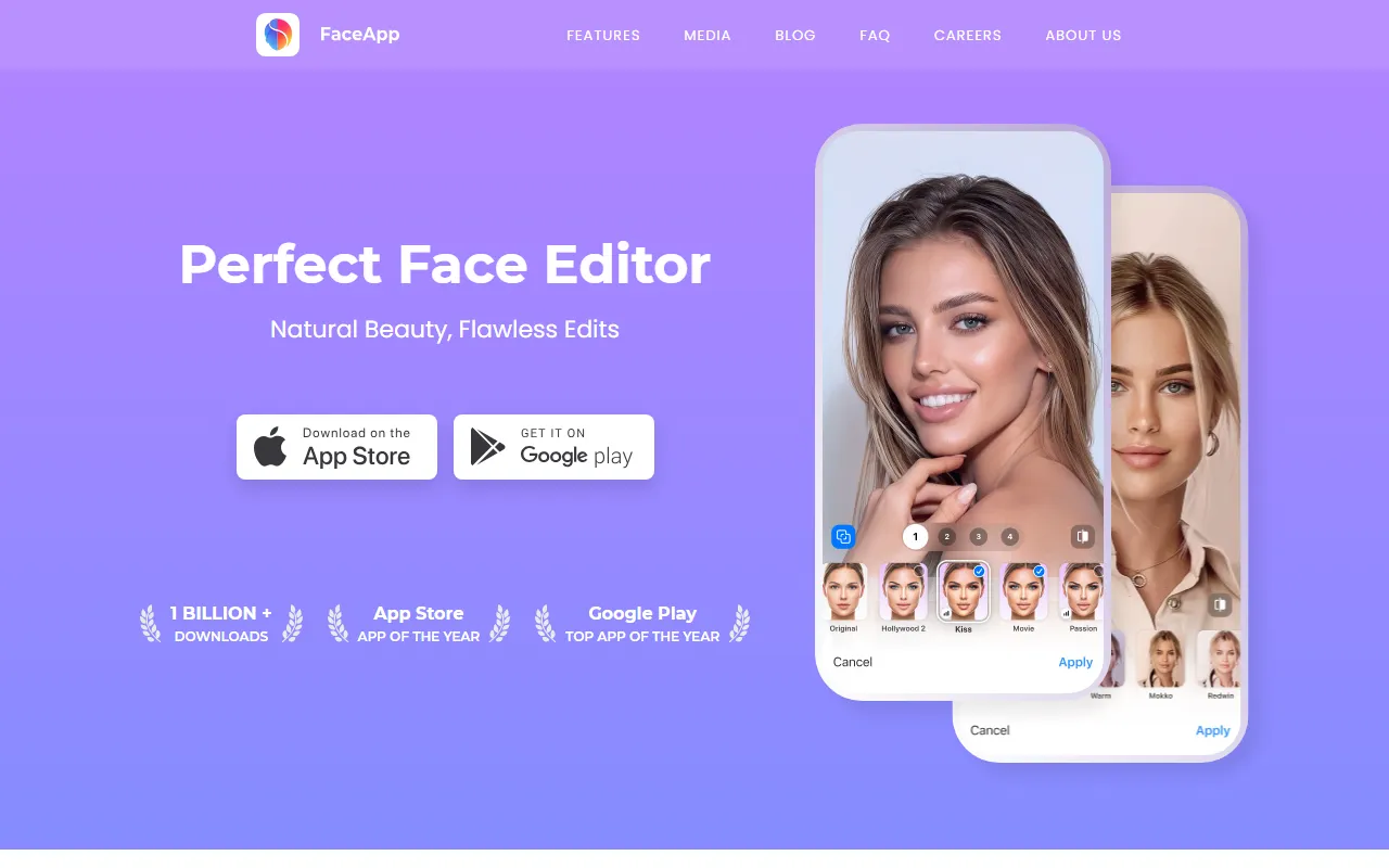 FaceAppのスクリーンショット