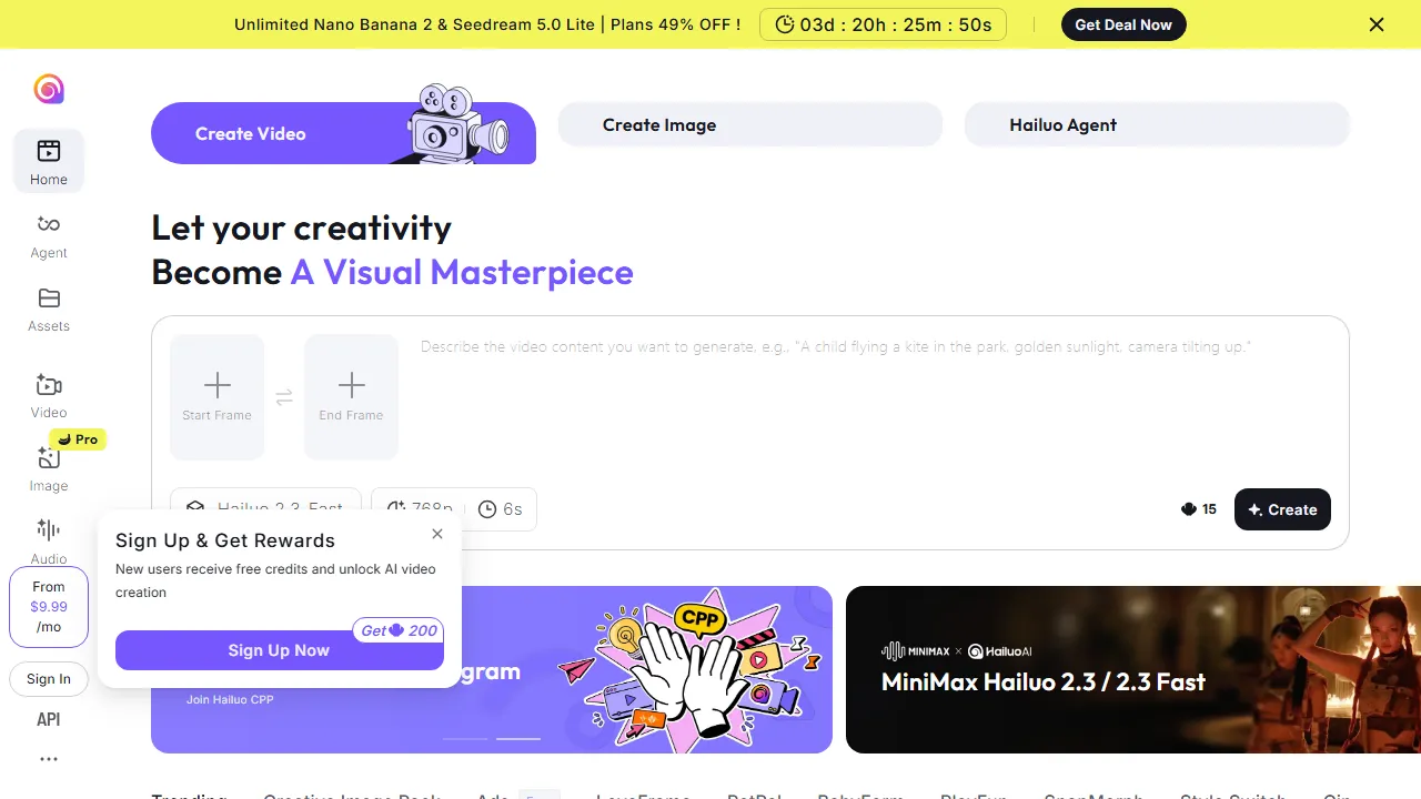 Hailuo AIのスクリーンショット