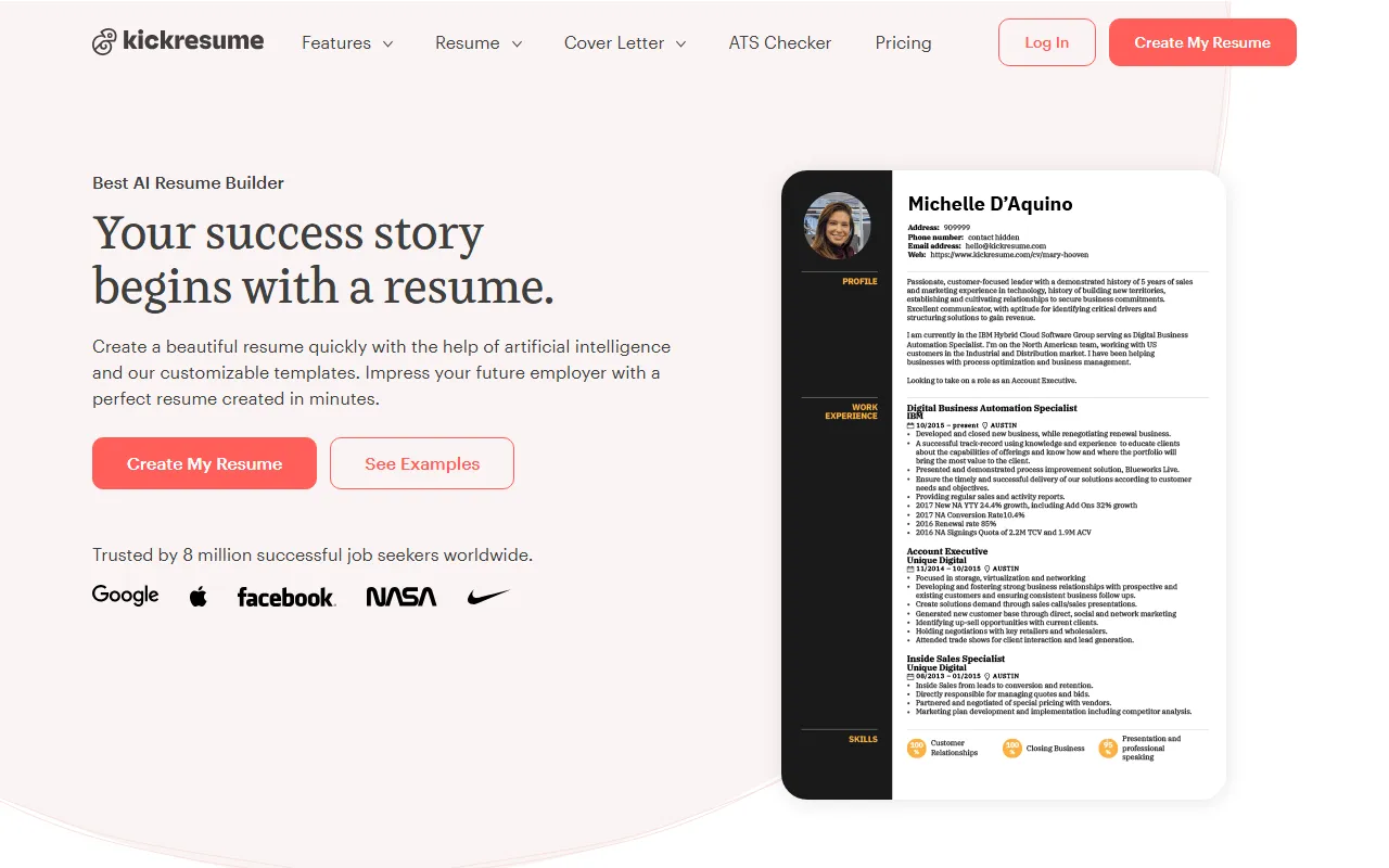 Kickresumeのスクリーンショット