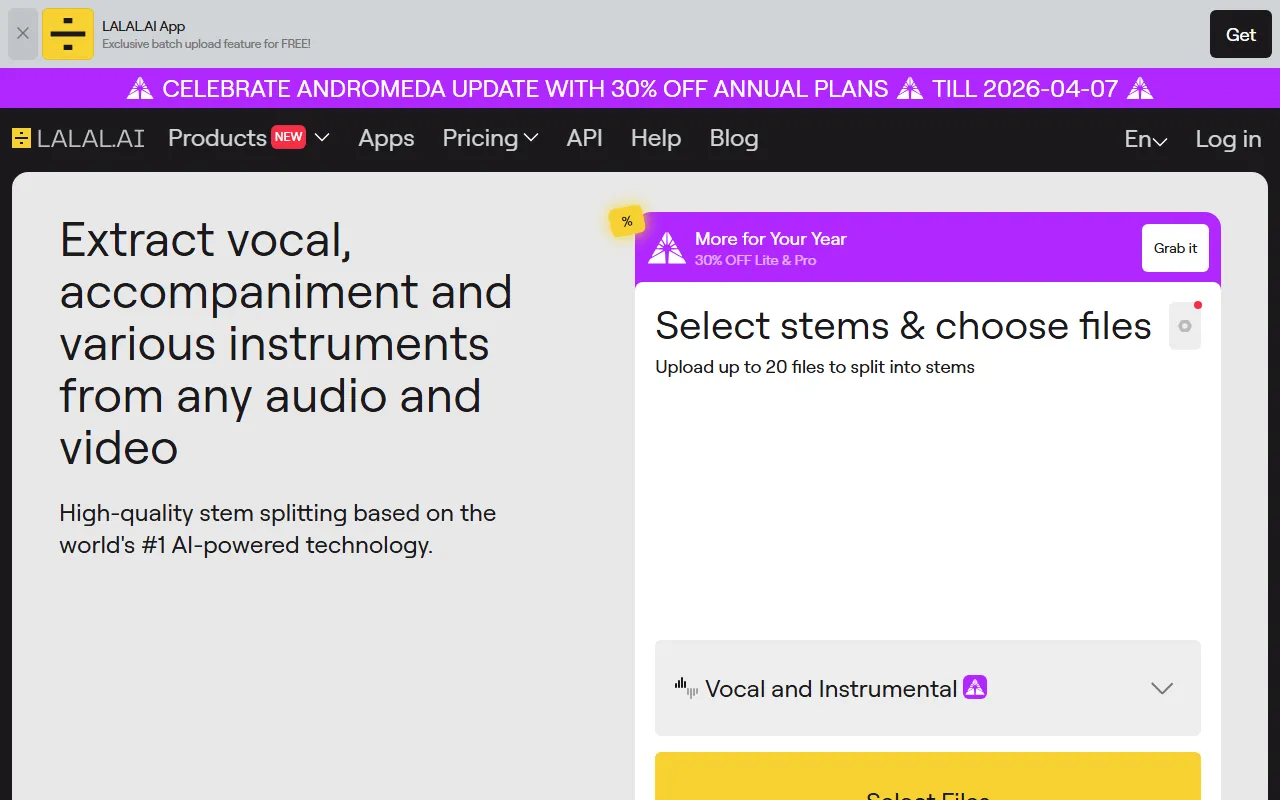 LALAL.AIのスクリーンショット