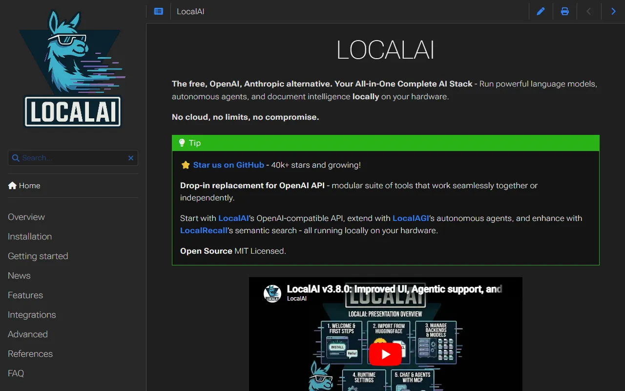 LocalAIのスクリーンショット