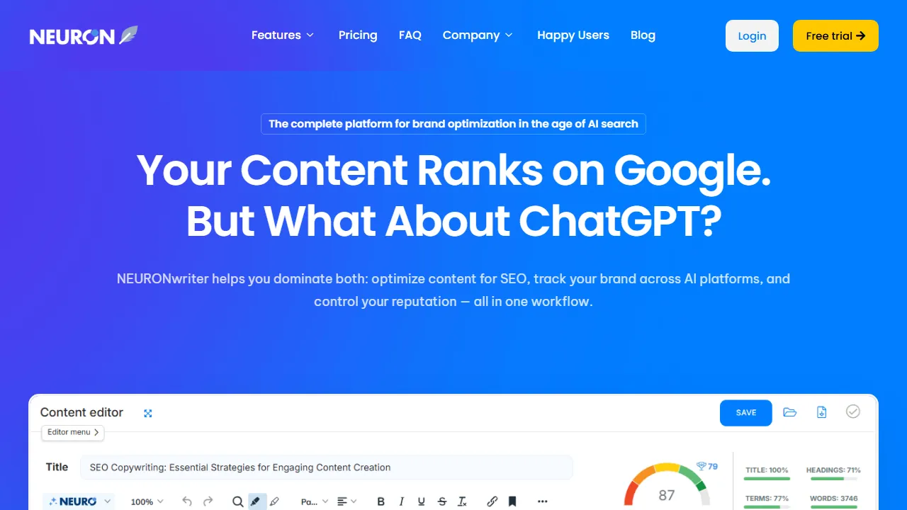 NeuronWriterのスクリーンショット