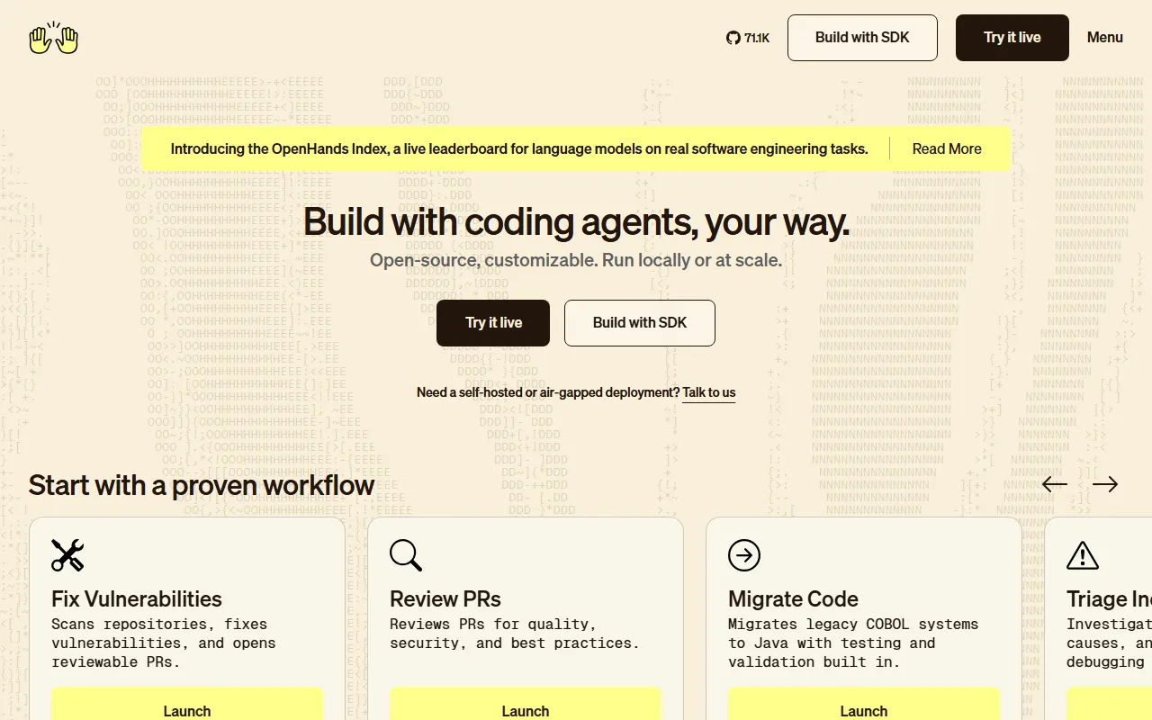 OpenHandsのスクリーンショット