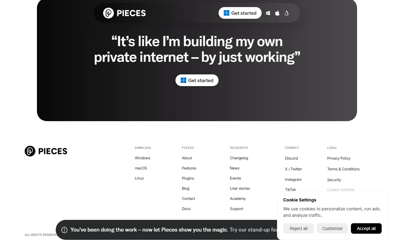 Pieces for Developersのスクリーンショット