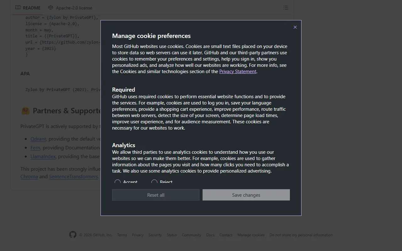 PrivateGPTのスクリーンショット