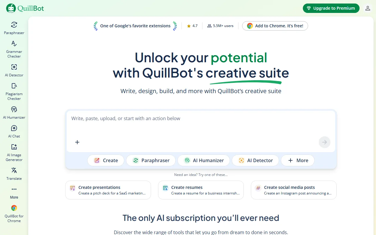 QuillBotのスクリーンショット