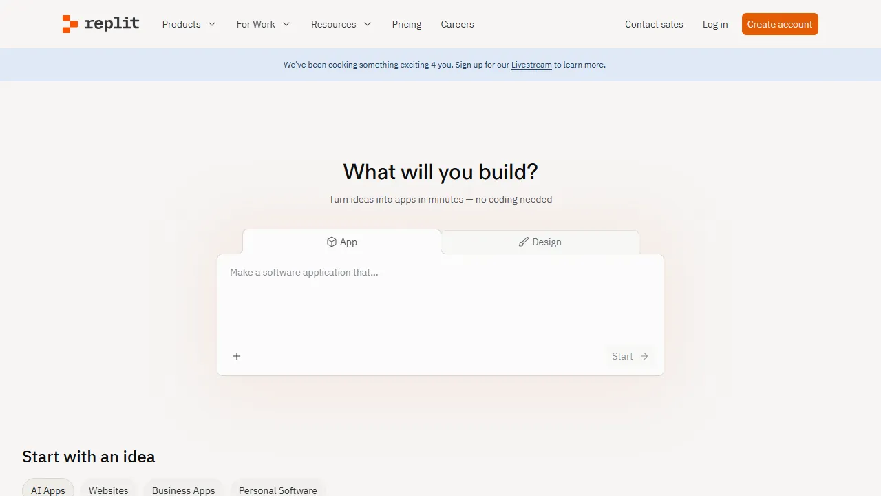 Replit Agentのスクリーンショット