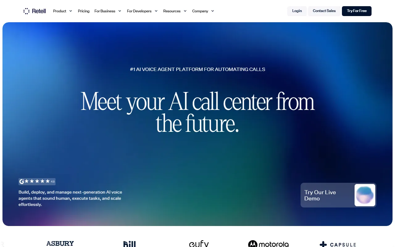Retell AIのスクリーンショット