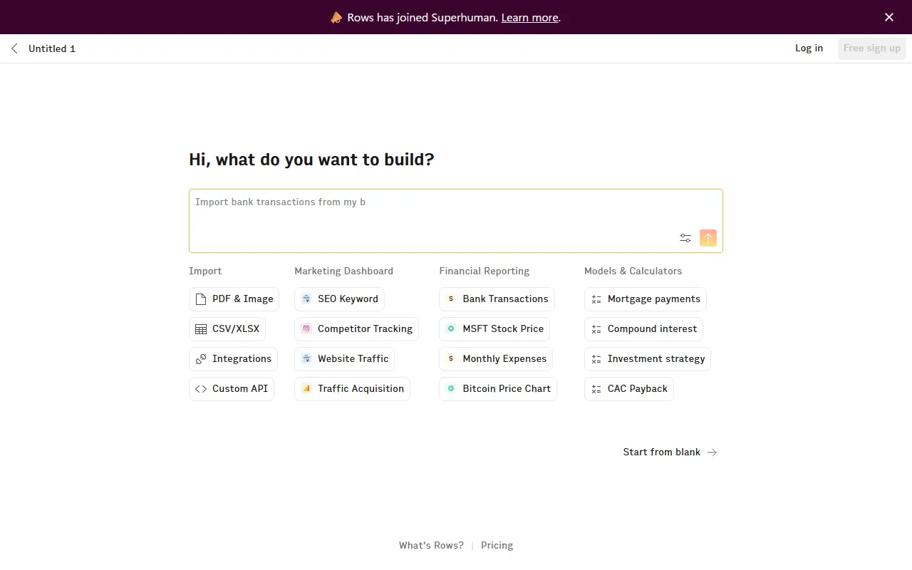 Rows AIのスクリーンショット
