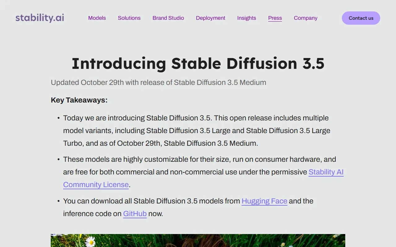 Stable Diffusion 3.5のスクリーンショット