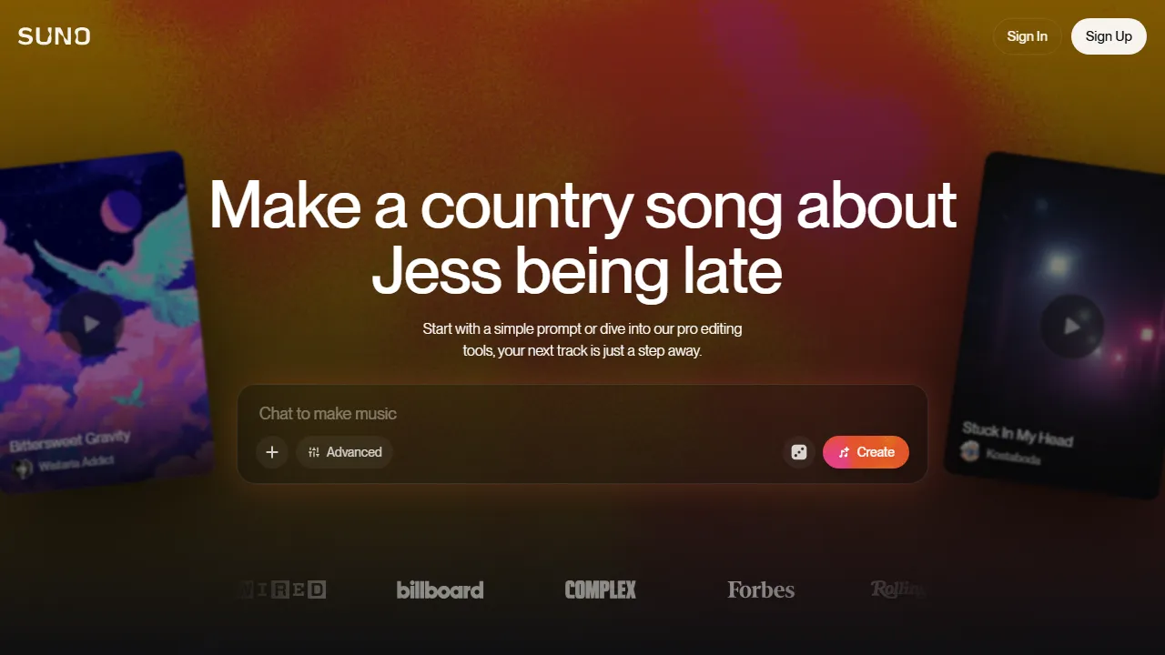 Suno AIのスクリーンショット