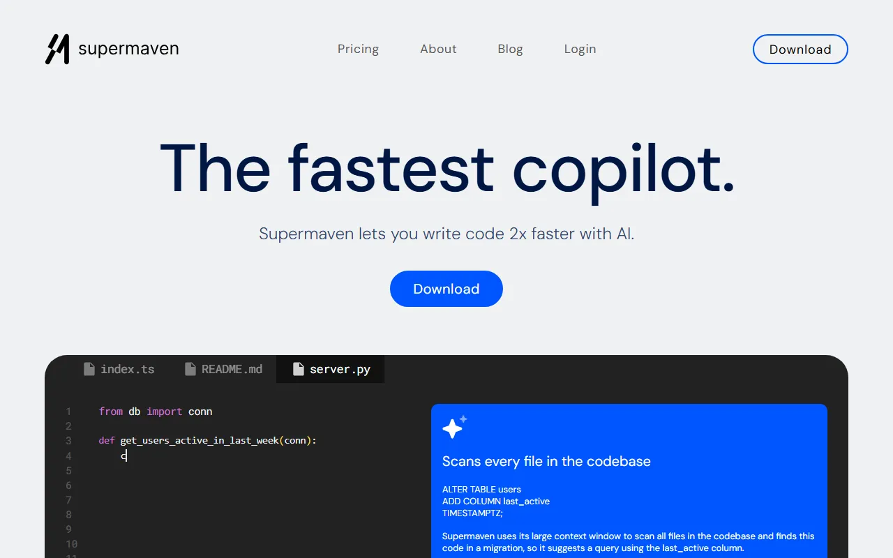 Supermavenのスクリーンショット