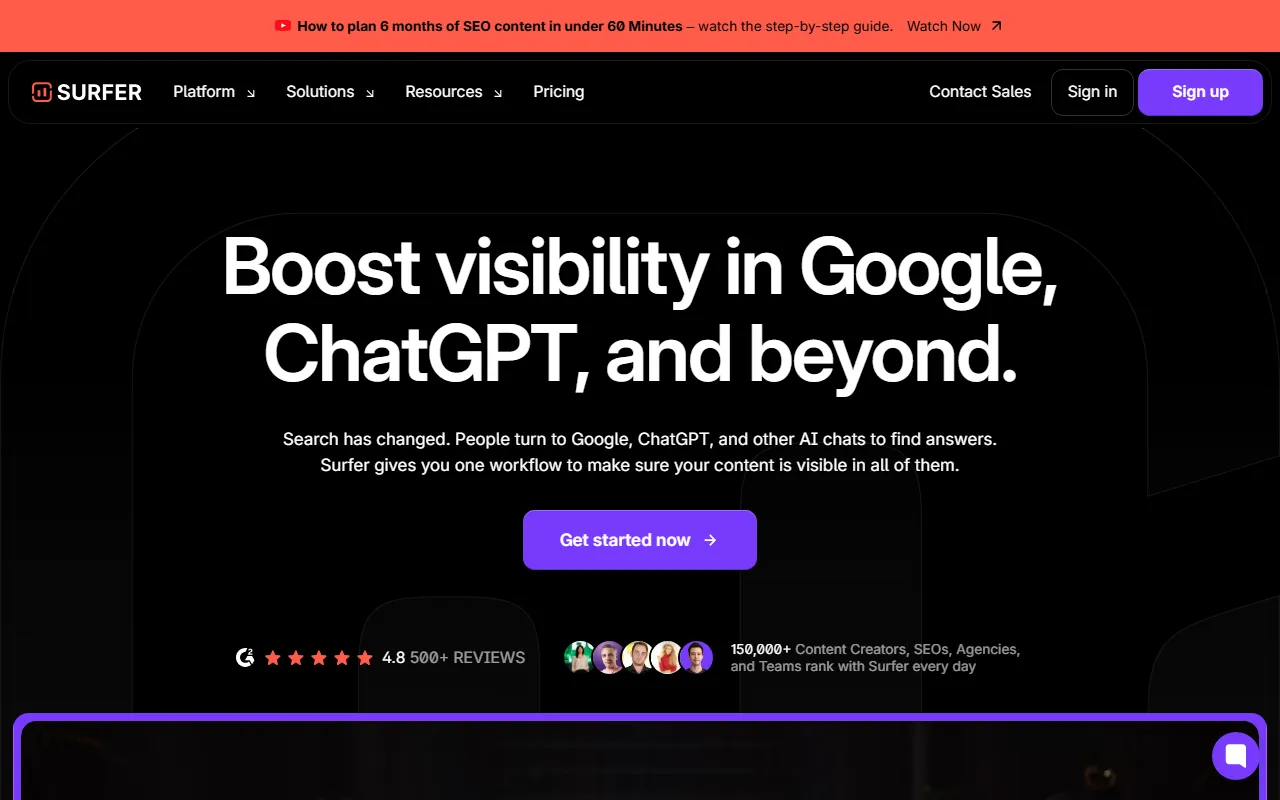 Surfer SEO AIのスクリーンショット