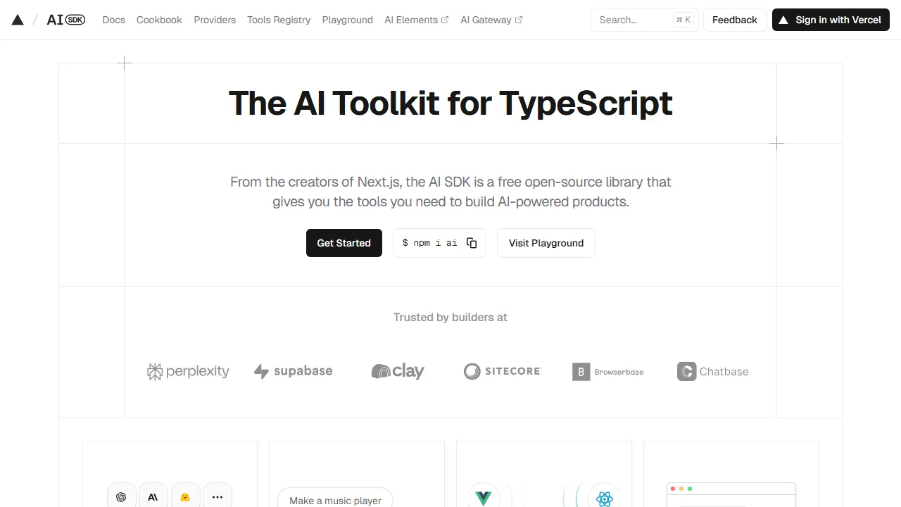 Vercel AI SDKのスクリーンショット