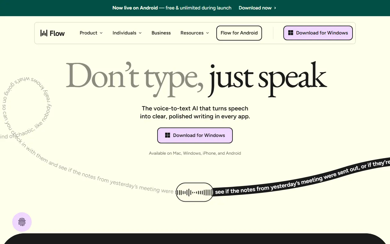Wispr Flowのスクリーンショット